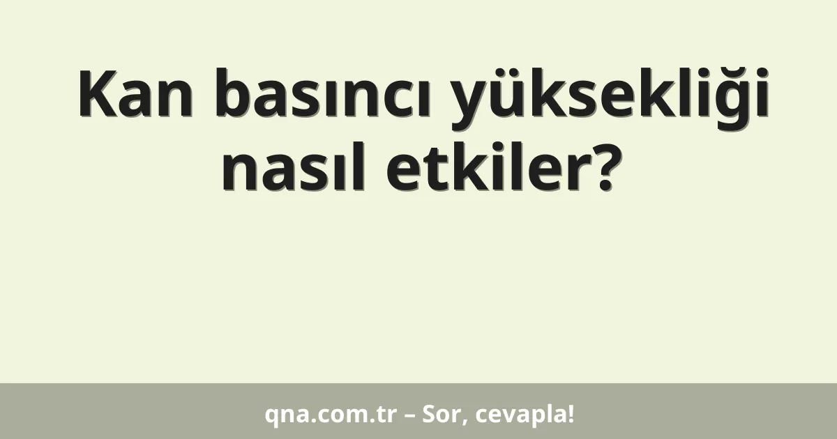 Kan basıncı yüksekliği nasıl etkiler?