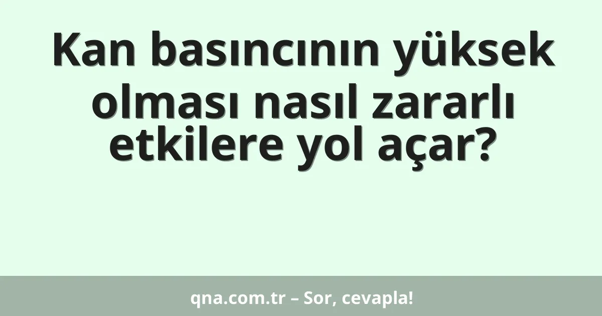Kan basıncının yüksek olması nasıl zararlı etkilere yol açar?