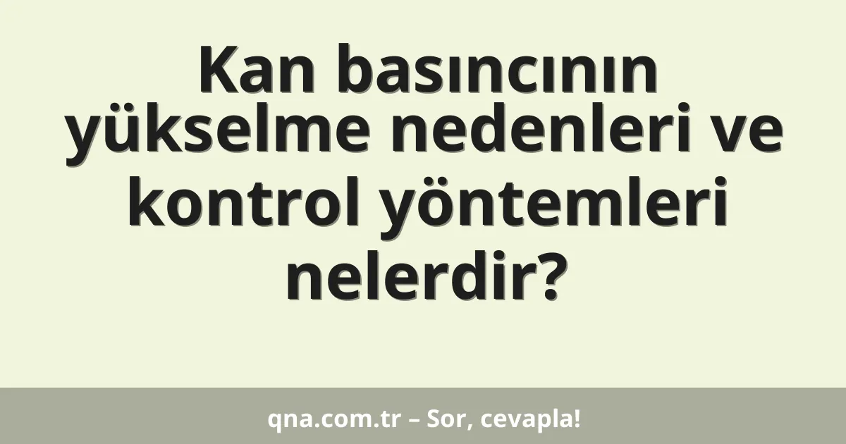 Kan basıncının yükselme nedenleri ve kontrol yöntemleri nelerdir?
