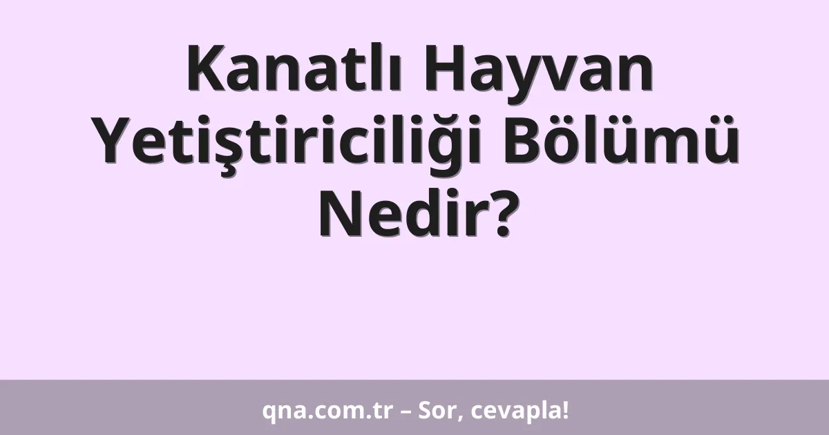 Kanatlı Hayvan Yetiştiriciliği Bölümü Nedir?