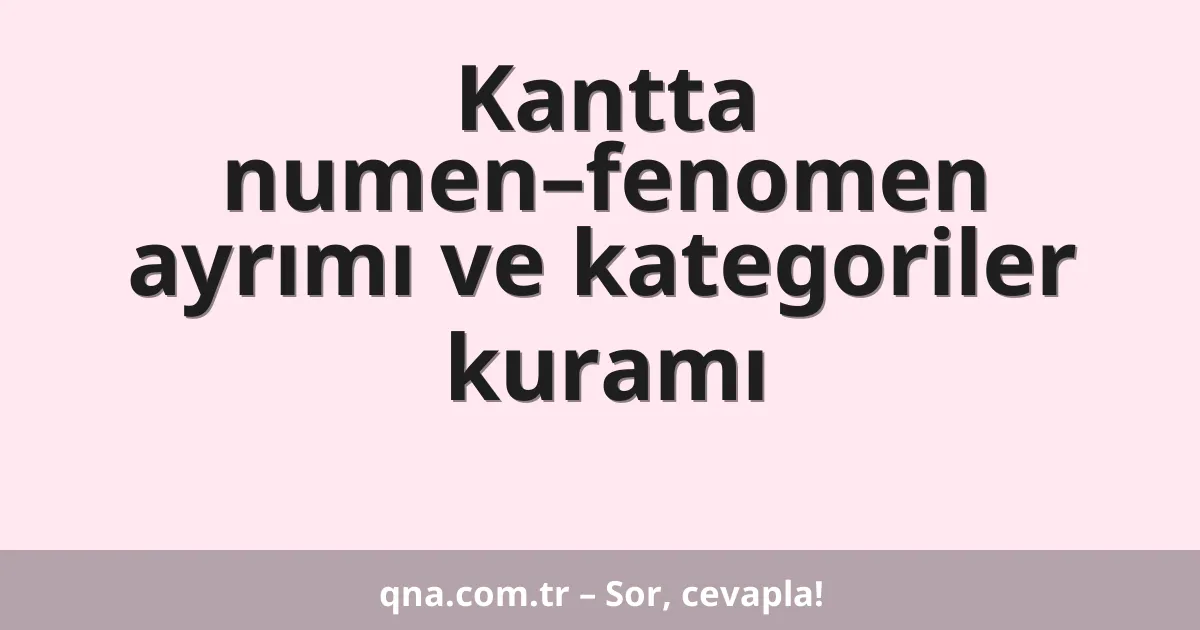 Kantta numen–fenomen ayrımı ve kategoriler kuramı