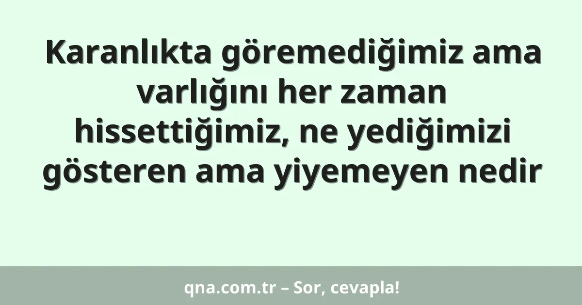 Karanlıkta göremediğimiz ama varlığını her zaman hissettiğimiz, ne yediğimizi gösteren ama yiyemeyen nedir