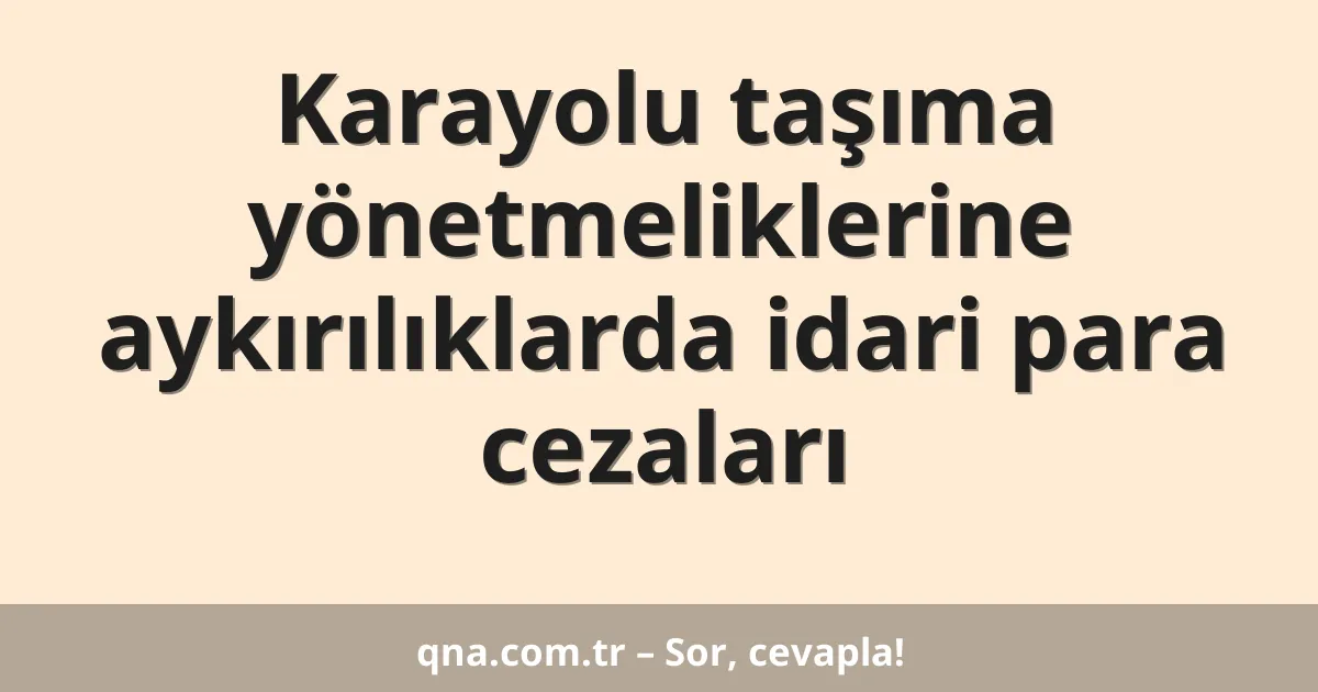 Karayolu taşıma yönetmeliklerine aykırılıklarda idari para cezaları