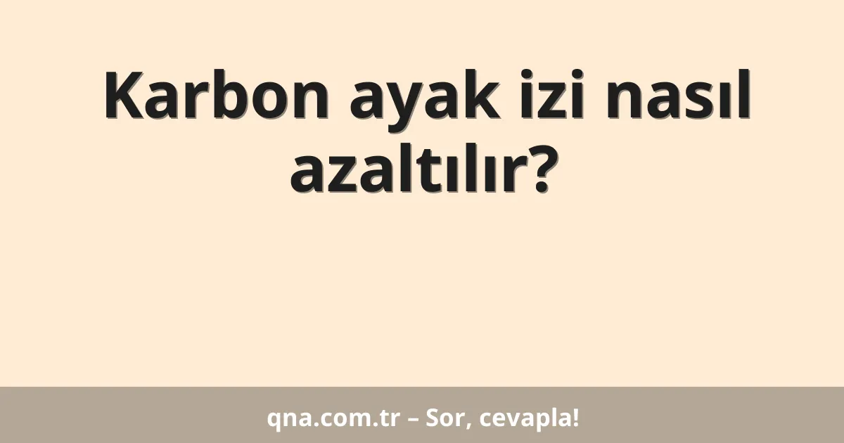 Karbon ayak izi nasıl azaltılır?