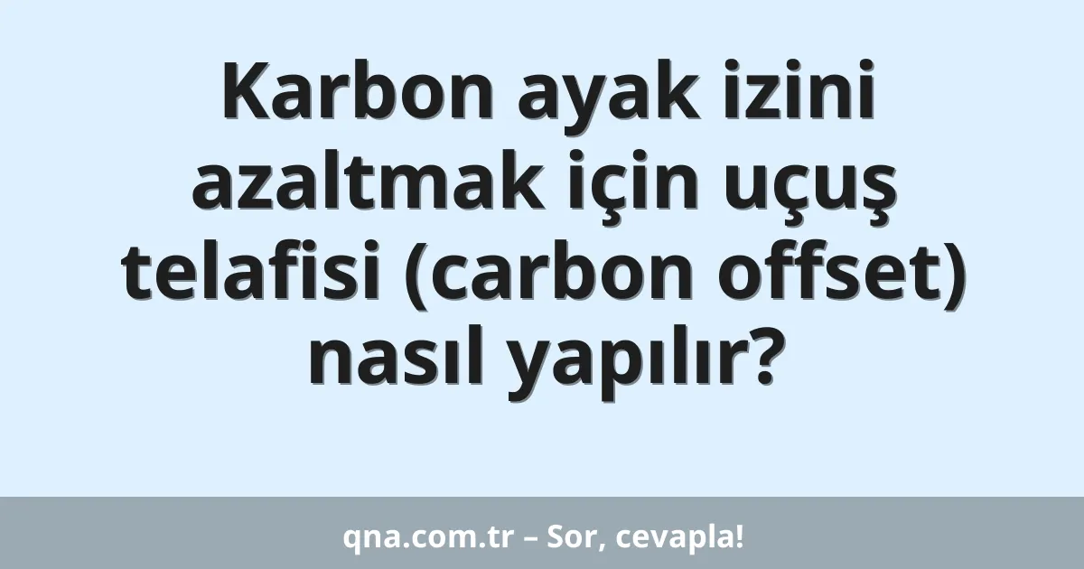 Karbon ayak izini azaltmak için uçuş telafisi (carbon offset) nasıl yapılır?