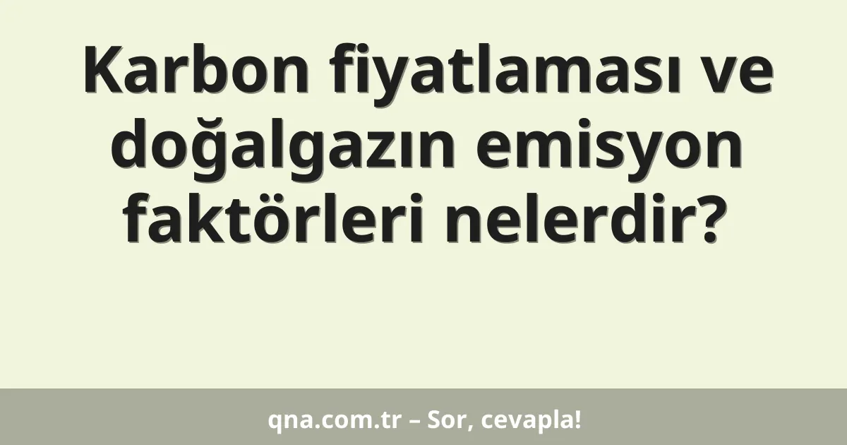 Karbon fiyatlaması ve doğalgazın emisyon faktörleri nelerdir?
