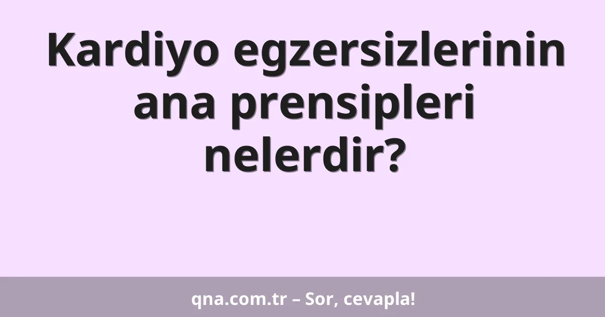 Kardiyo egzersizlerinin ana prensipleri nelerdir?