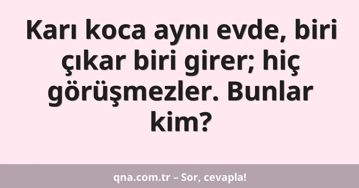 Karı koca aynı evde, biri çıkar biri girer; hiç görüşmezler. Bunlar kim?