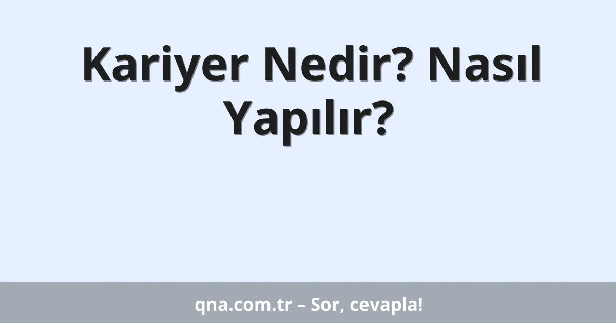 Kariyer Nedir? Nasıl Yapılır?