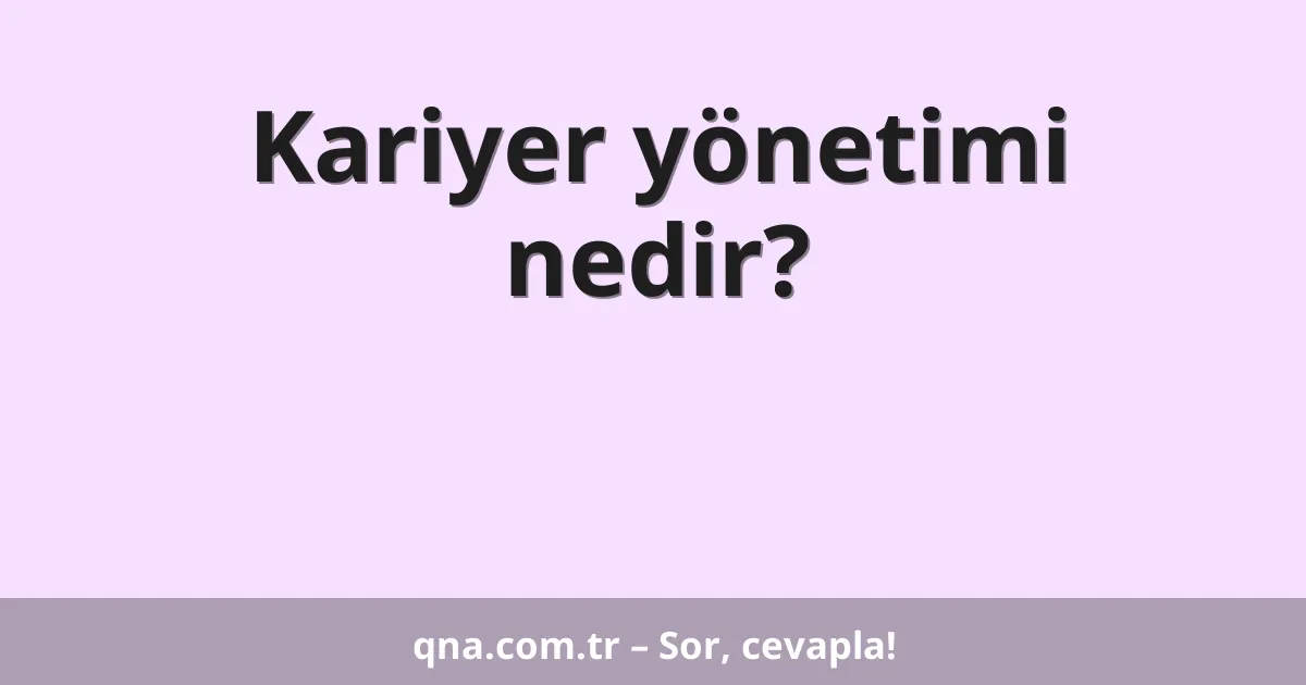 Kariyer yönetimi nedir?