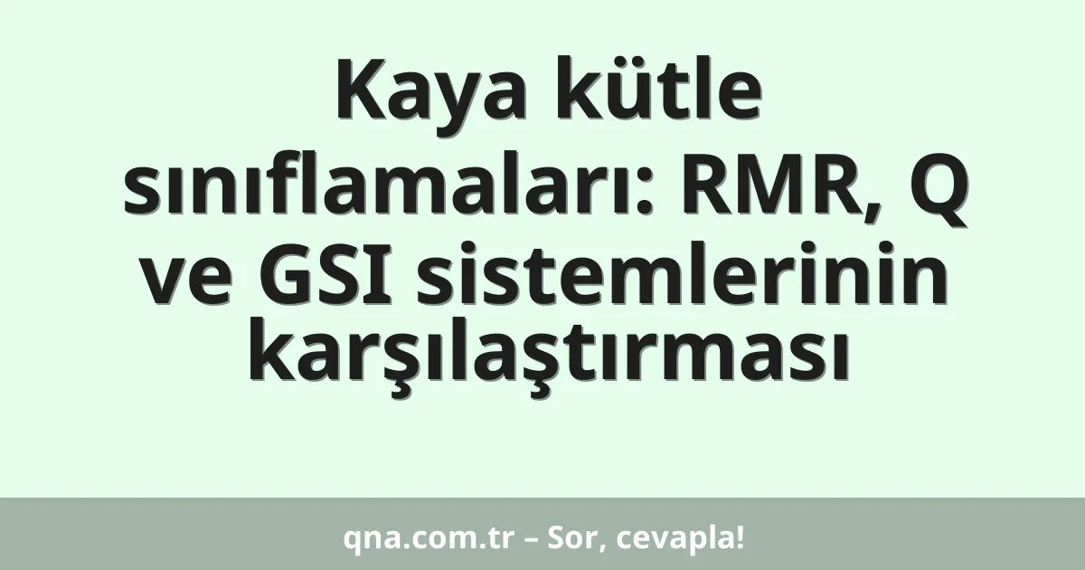 Kaya kütle sınıflamaları: RMR, Q ve GSI sistemlerinin karşılaştırması