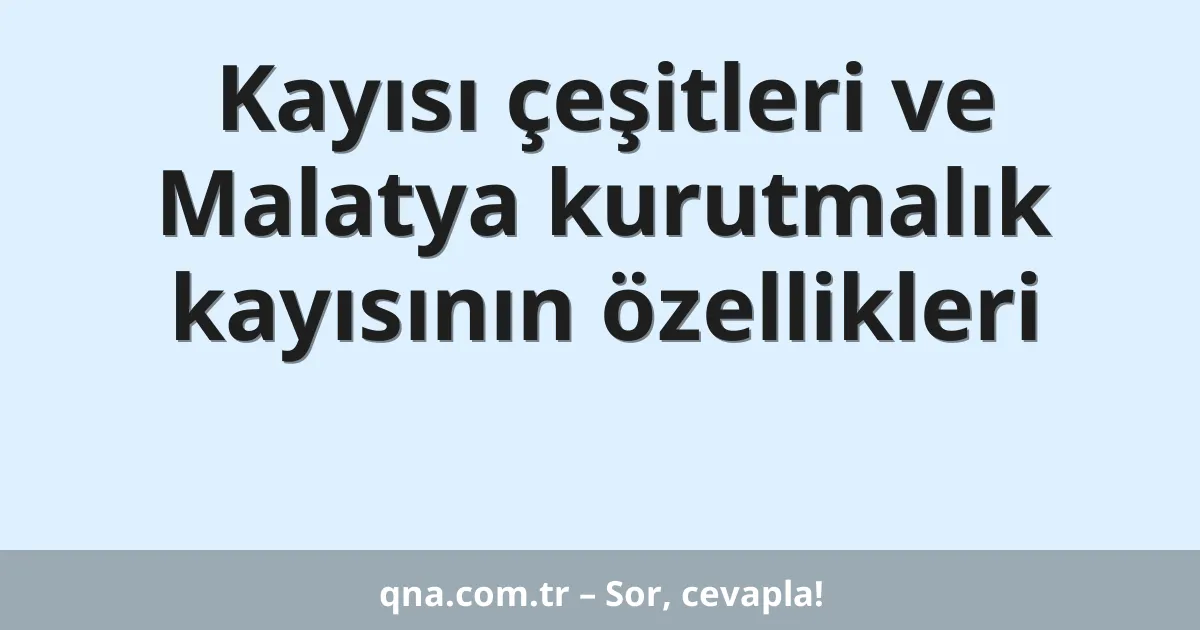 Kayısı çeşitleri ve Malatya kurutmalık kayısının özellikleri