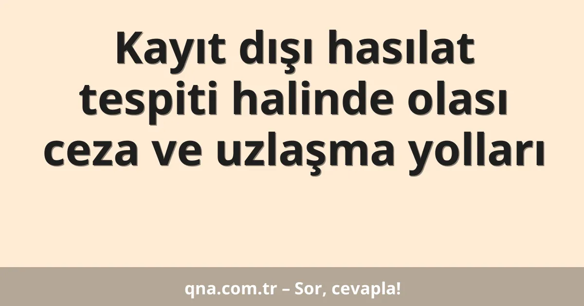 Kayıt dışı hasılat tespiti halinde olası ceza ve uzlaşma yolları