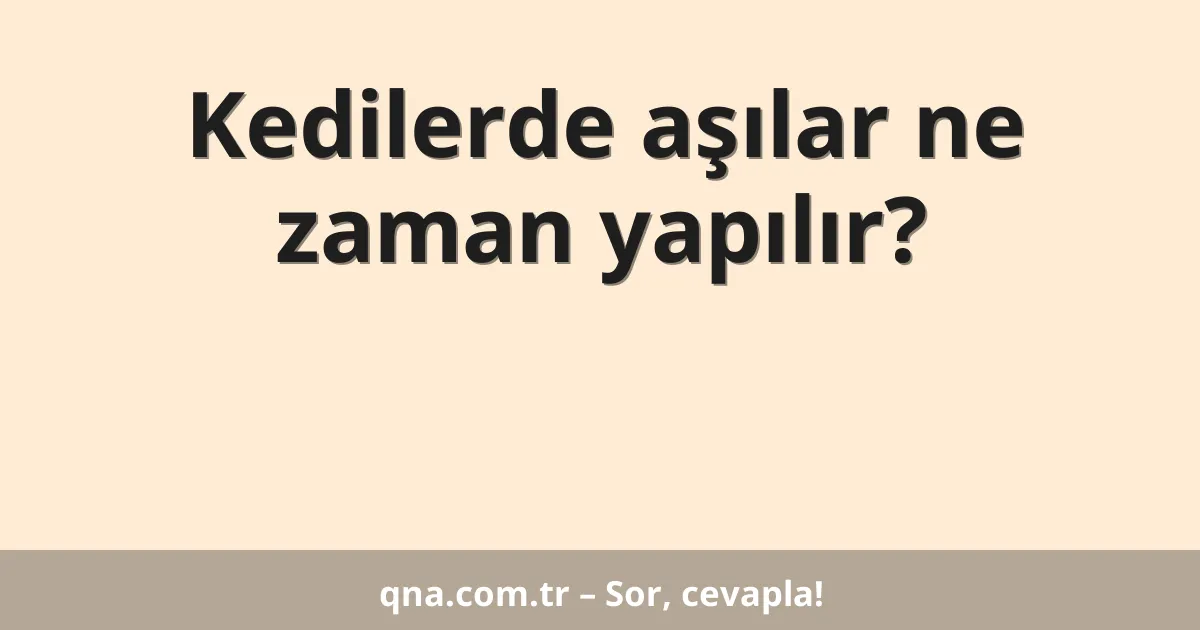 Kedilerde aşılar ne zaman yapılır?