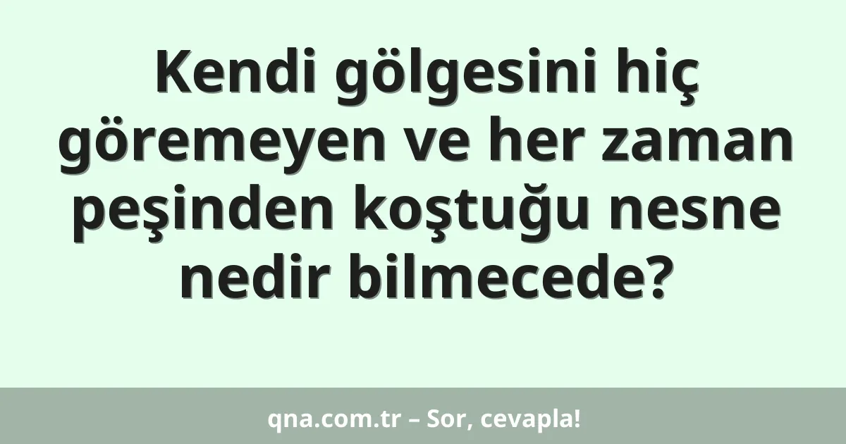 Kendi gölgesini hiç göremeyen ve her zaman peşinden koştuğu nesne nedir bilmecede?