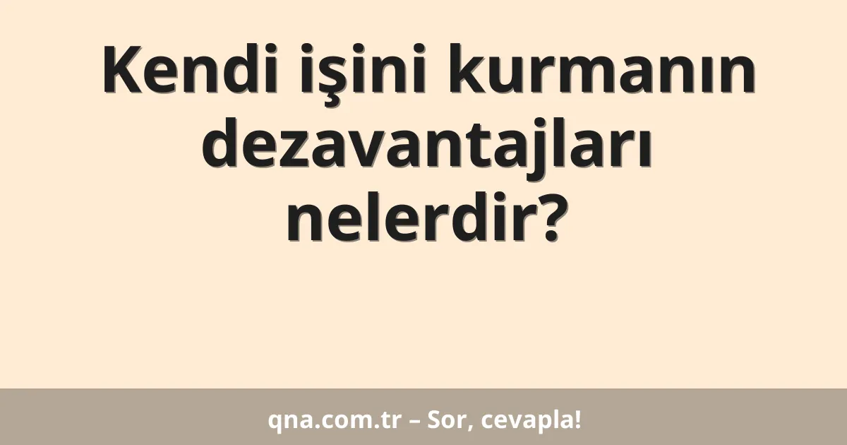 Kendi işini kurmanın dezavantajları nelerdir?