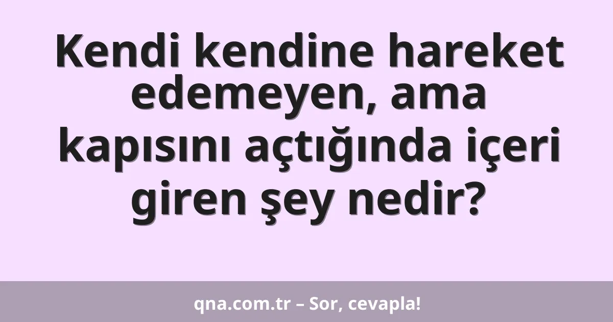 Kendi kendine hareket edemeyen, ama kapısını açtığında içeri giren şey nedir?
