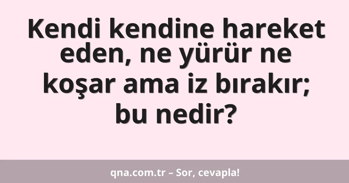 Kendi kendine hareket eden, ne yürür ne koşar ama iz bırakır; bu nedir?