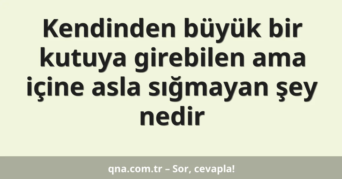 Kendinden büyük bir kutuya girebilen ama içine asla sığmayan şey nedir