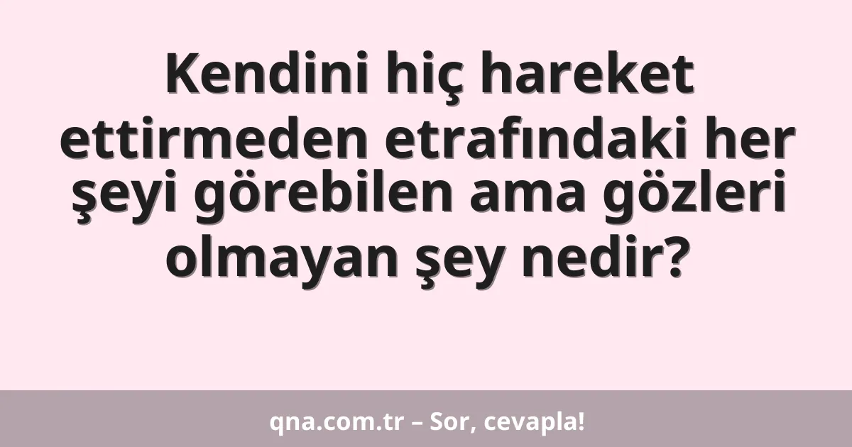 Kendini hiç hareket ettirmeden etrafındaki her şeyi görebilen ama gözleri olmayan şey nedir?