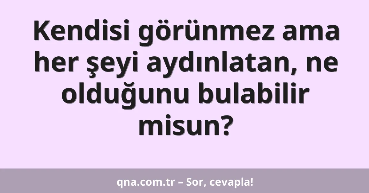 Kendisi görünmez ama her şeyi aydınlatan, ne olduğunu bulabilir misun?