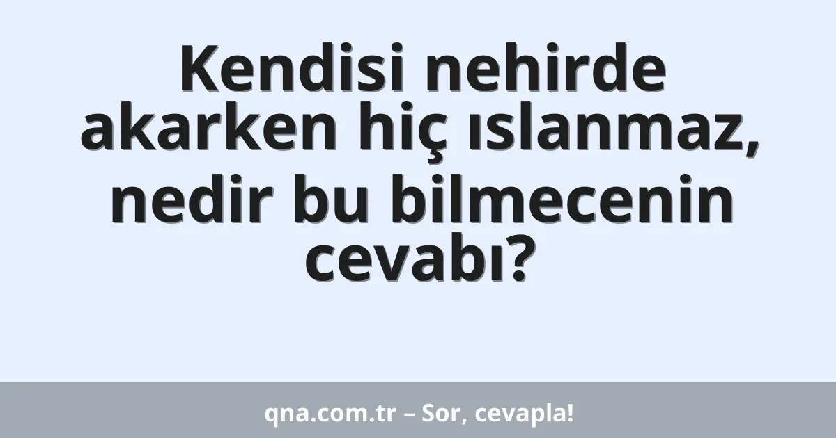 Kendisi nehirde akarken hiç ıslanmaz, nedir bu bilmecenin cevabı?