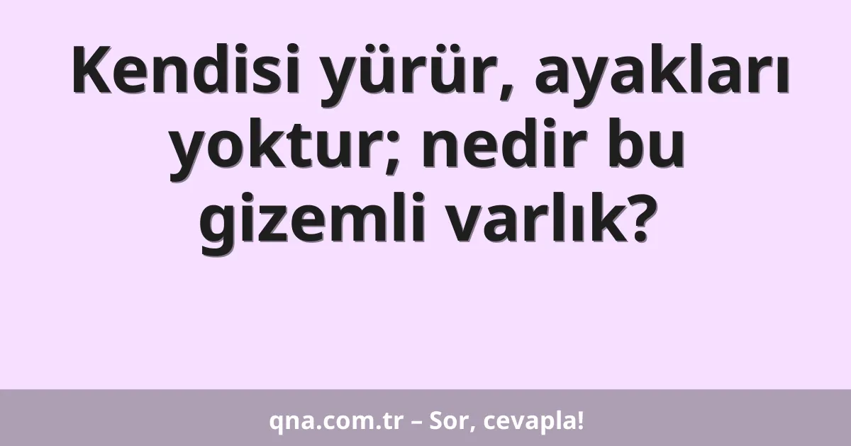 Kendisi yürür, ayakları yoktur; nedir bu gizemli varlık?