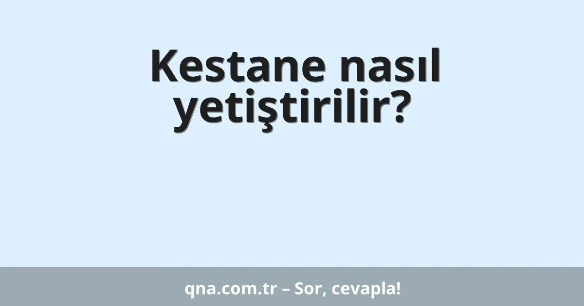 Kestane nasıl yetiştirilir?