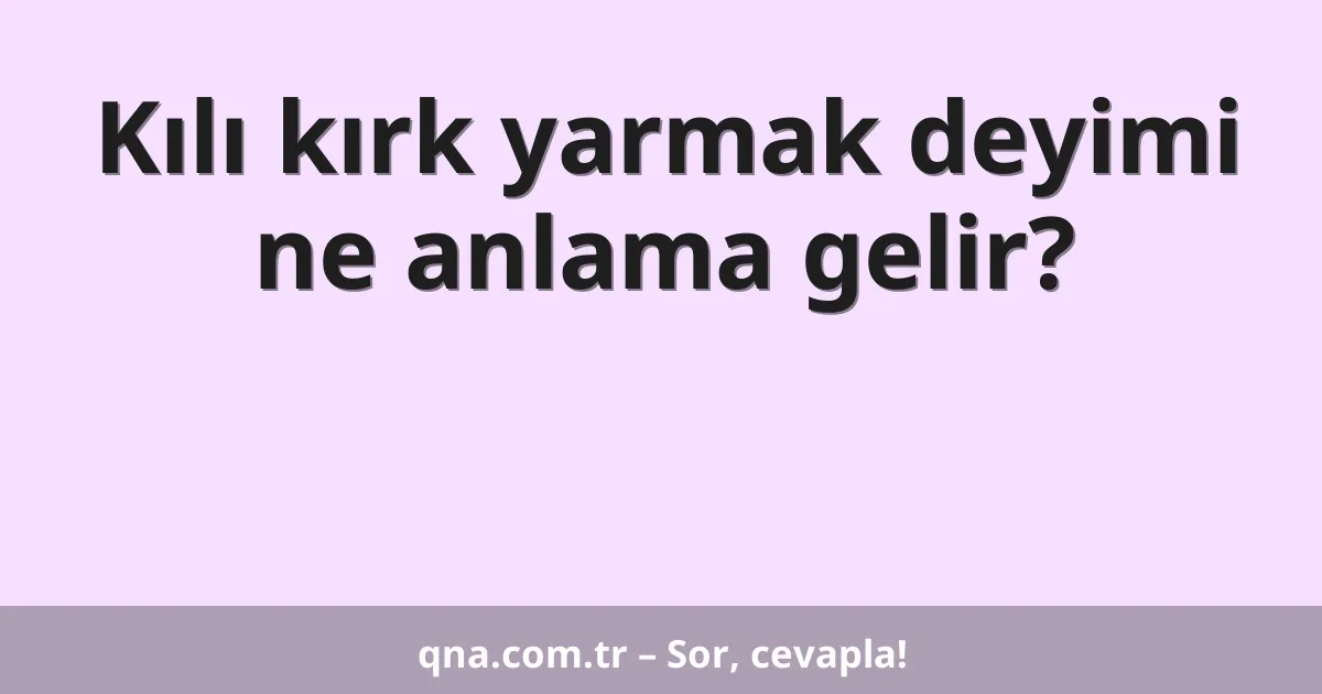 Kılı kırk yarmak deyimi ne anlama gelir?