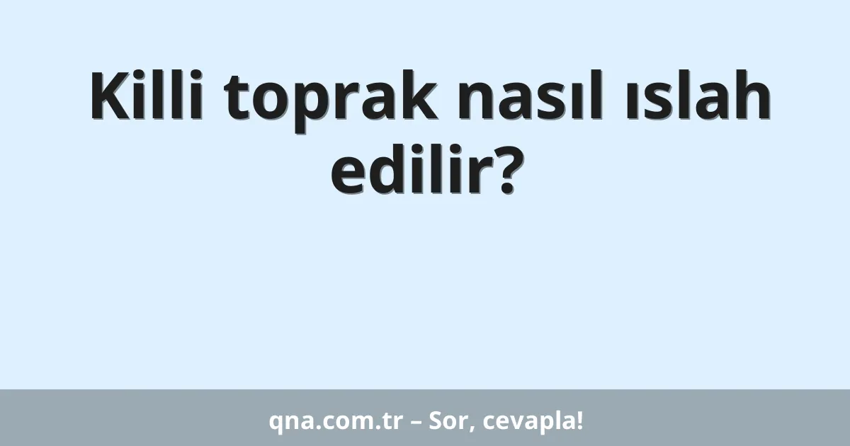 Killi toprak nasıl ıslah edilir?
