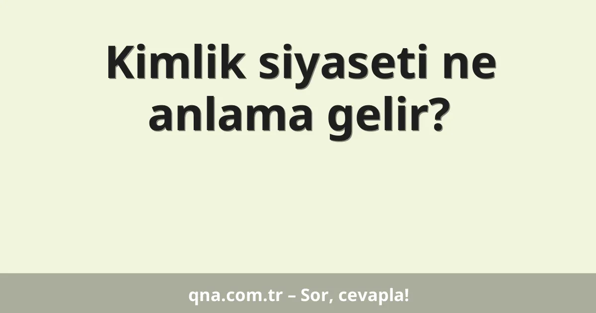 Kimlik siyaseti ne anlama gelir?