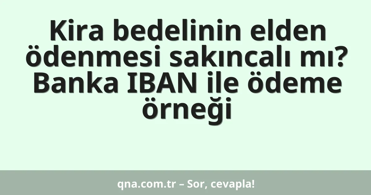 Kira bedelinin elden ödenmesi sakıncalı mı? Banka IBAN ile ödeme örneği