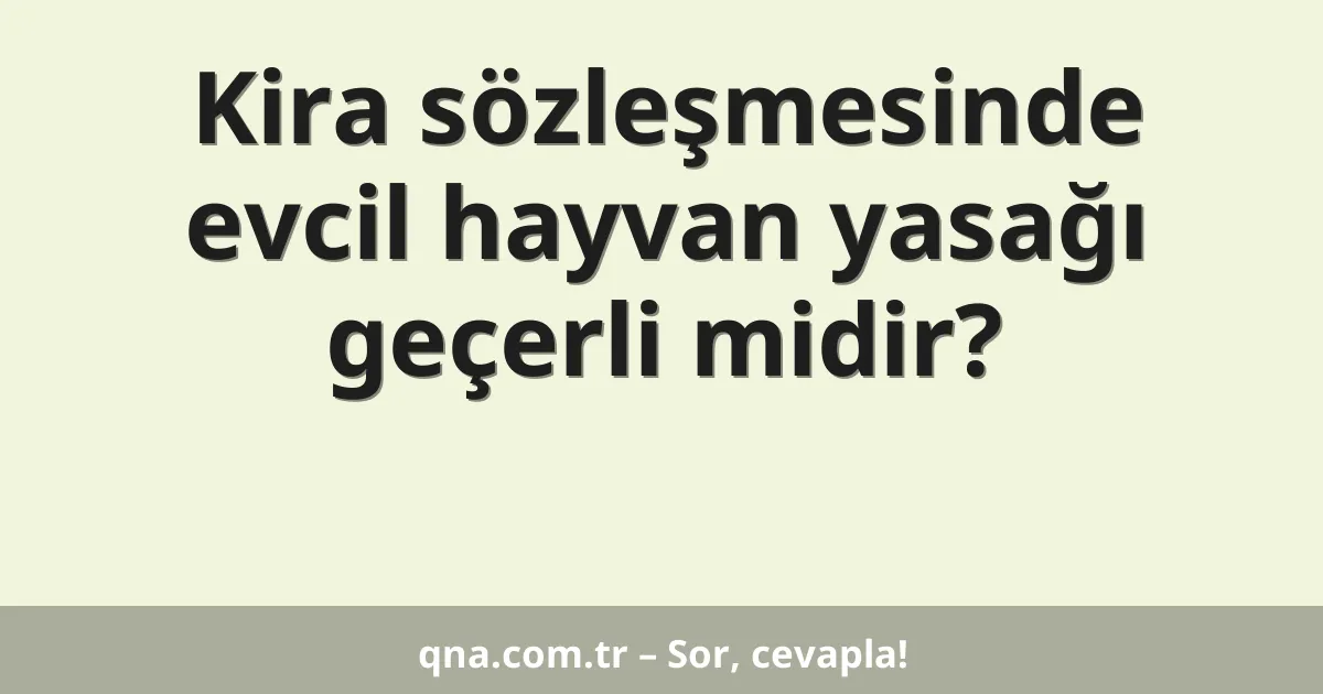 Kira sözleşmesinde evcil hayvan yasağı geçerli midir?
