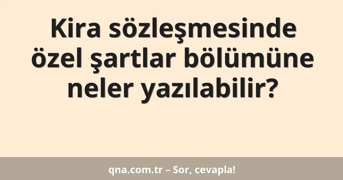 Kira sözleşmesinde özel şartlar bölümüne neler yazılabilir?