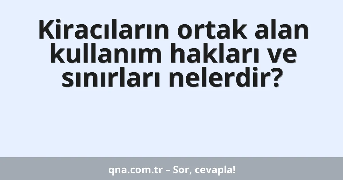 Kiracıların ortak alan kullanım hakları ve sınırları nelerdir?