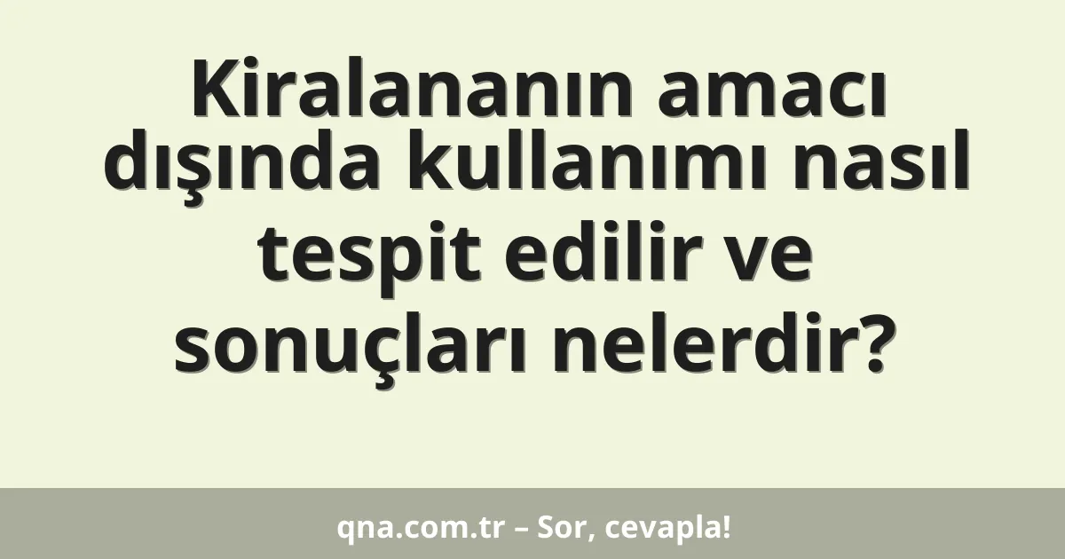 Kiralananın amacı dışında kullanımı nasıl tespit edilir ve sonuçları nelerdir?