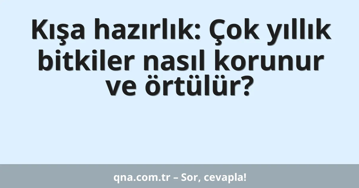 Kışa hazırlık: Çok yıllık bitkiler nasıl korunur ve örtülür?