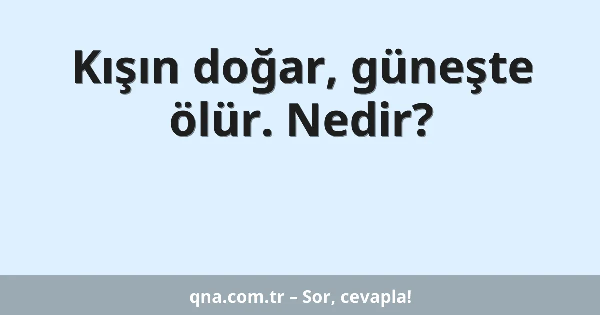 Kışın doğar, güneşte ölür. Nedir?