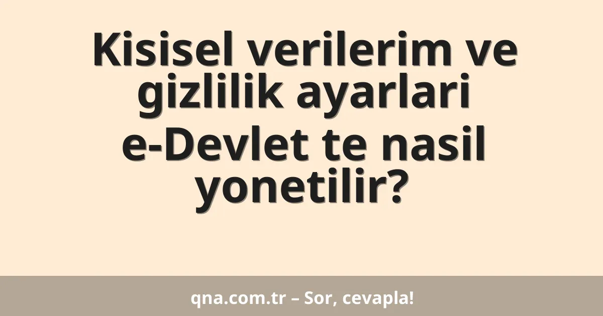 Kisisel verilerim ve gizlilik ayarlari e-Devlet te nasil yonetilir?