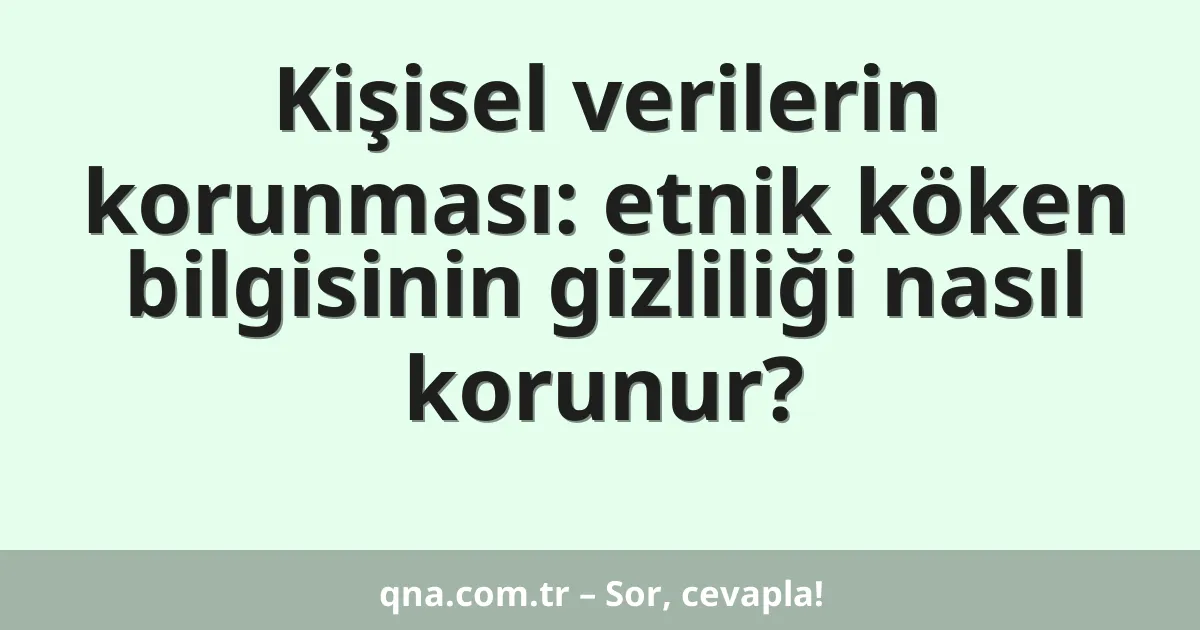 Kişisel verilerin korunması: etnik köken bilgisinin gizliliği nasıl korunur?