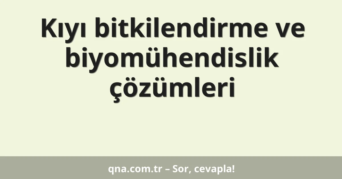 Kıyı bitkilendirme ve biyomühendislik çözümleri
