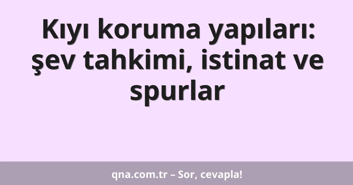 Kıyı koruma yapıları: şev tahkimi, istinat ve spurlar