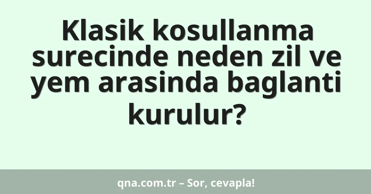 Klasik kosullanma surecinde neden zil ve yem arasinda baglanti kurulur?