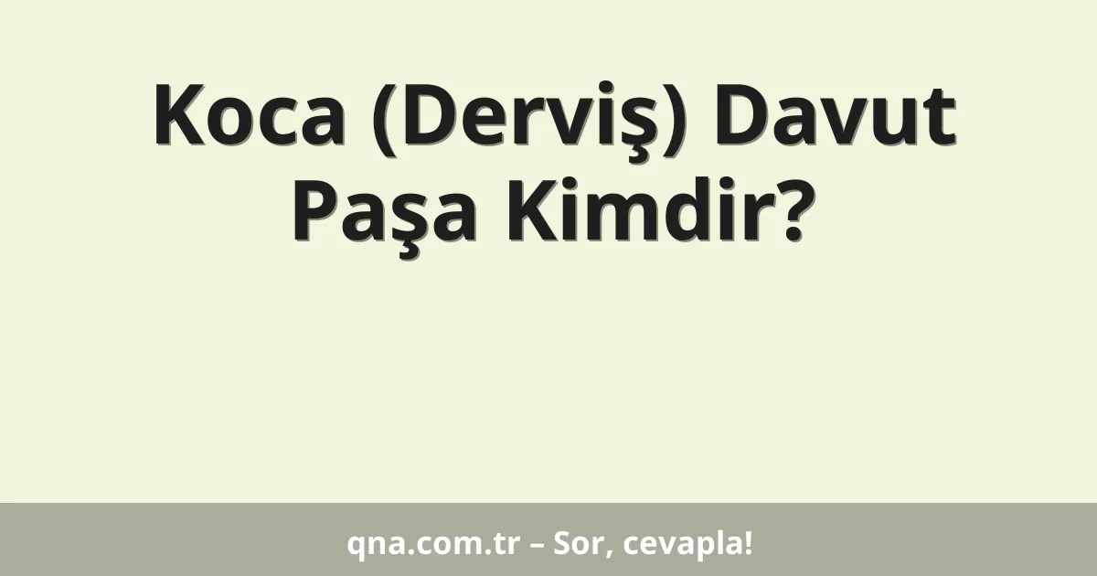 Koca (Derviş) Davut Paşa Kimdir?
