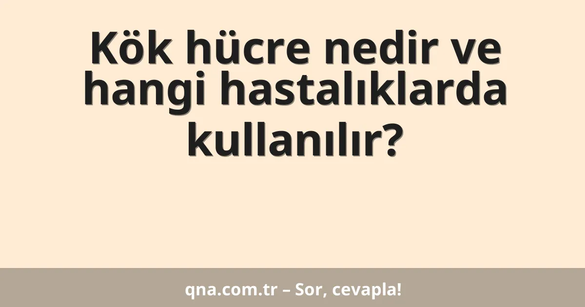 Kök hücre nedir ve hangi hastalıklarda kullanılır?