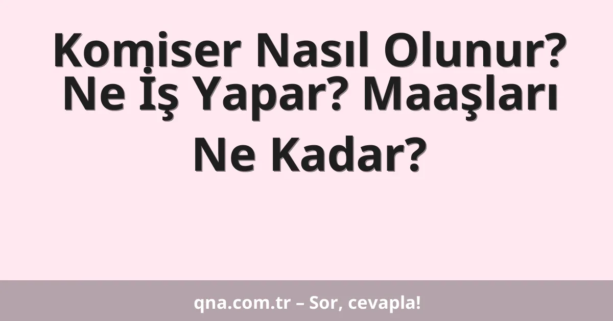 Komiser Nasıl Olunur? Ne İş Yapar? Maaşları Ne Kadar?