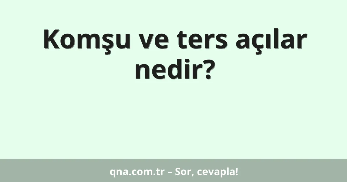 Komşu ve ters açılar nedir?