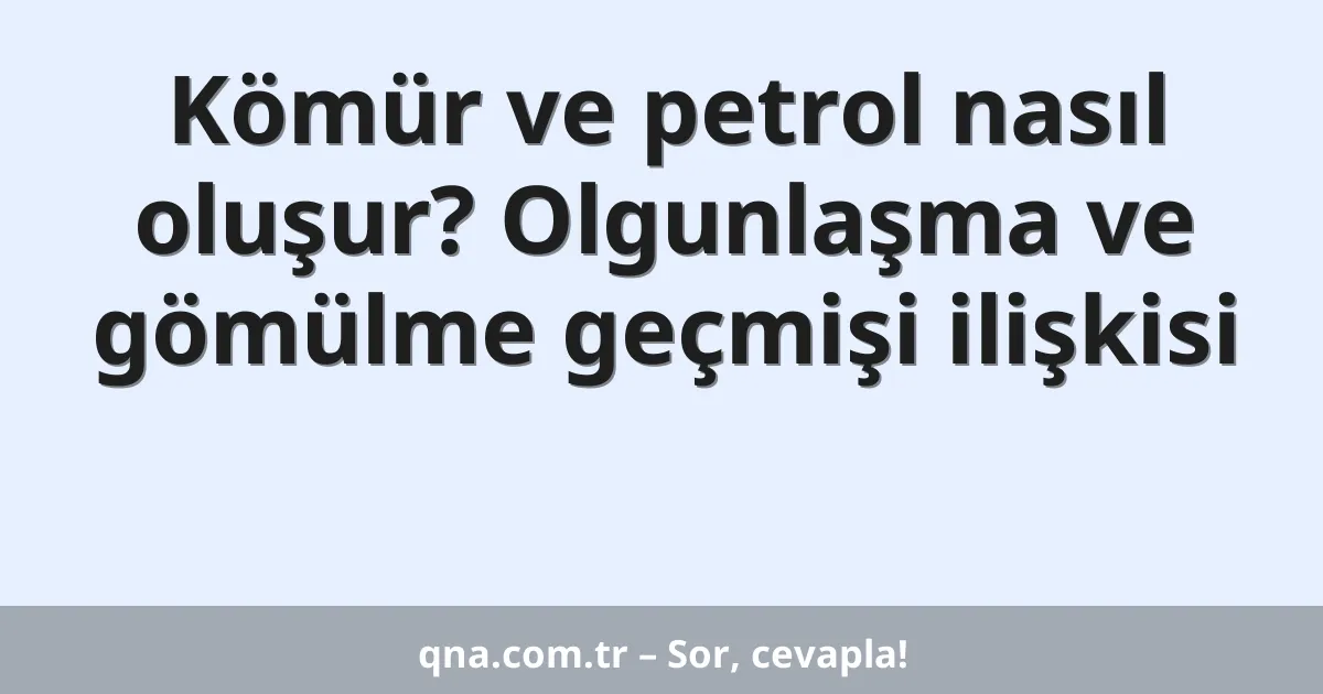 Kömür ve petrol nasıl oluşur? Olgunlaşma ve gömülme geçmişi ilişkisi