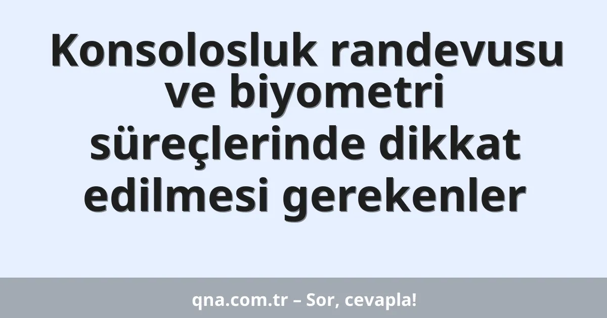 Konsolosluk randevusu ve biyometri süreçlerinde dikkat edilmesi gerekenler