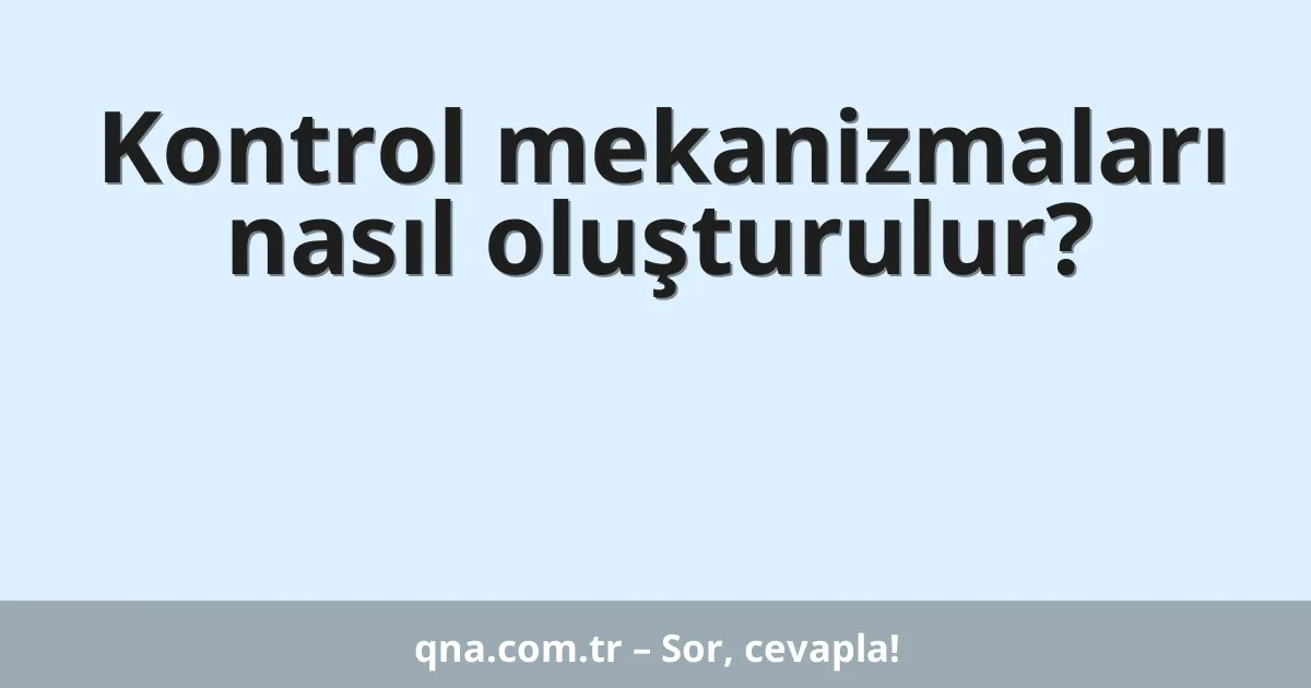 Kontrol mekanizmaları nasıl oluşturulur?